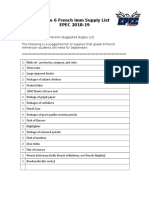 Grade 6 French Imm Supply List EPEC 2018-19