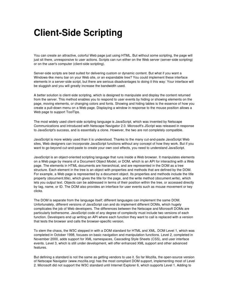 Client Side Scripting | PDF | Document Object Model | Dynamic Web Page