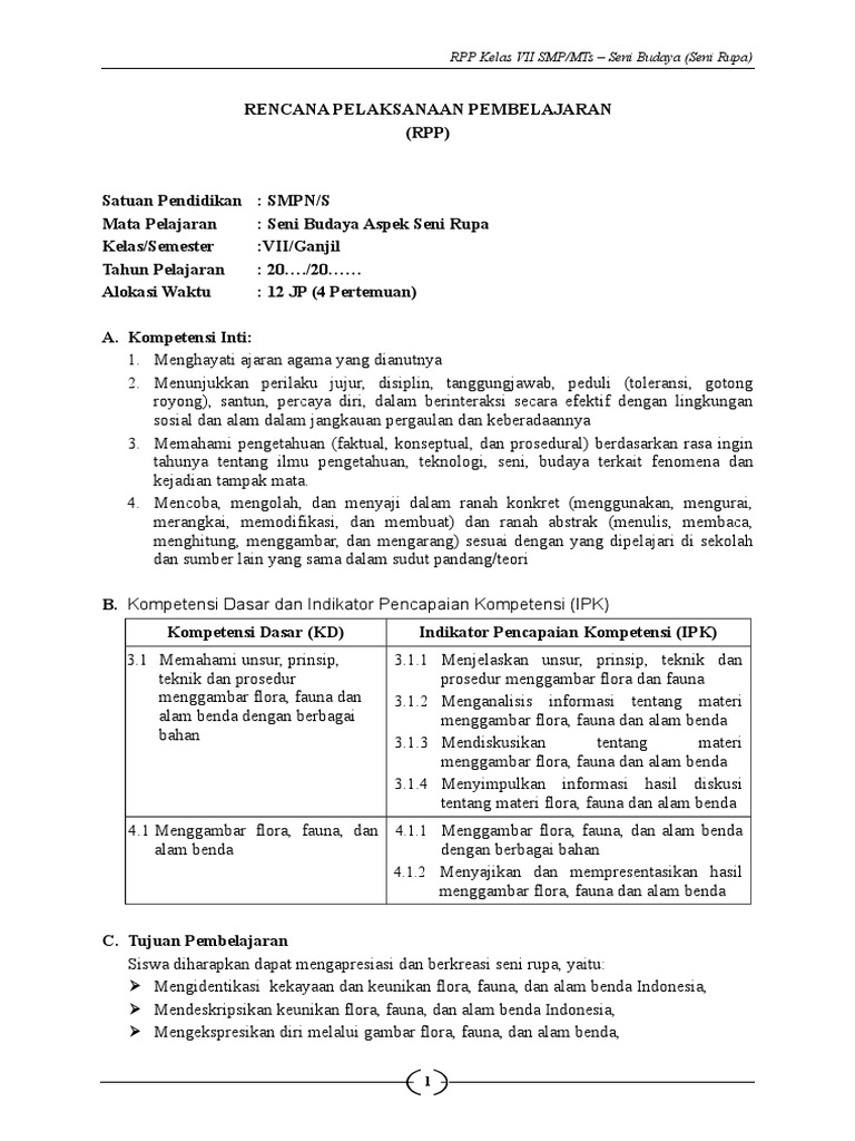 1 Bab 1 Seni Rupa Menggambar Flora Fauna Dan Alam Benda Doc