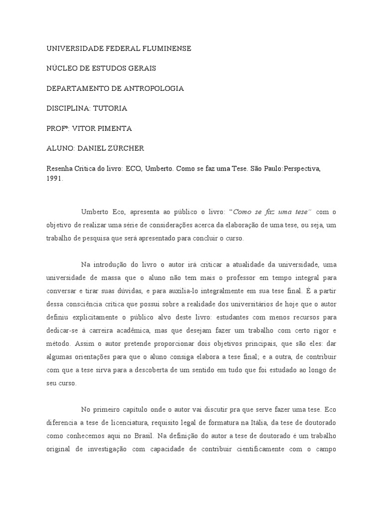 Resenha critica como se faz uma tese umberto eco pdf cita o teses