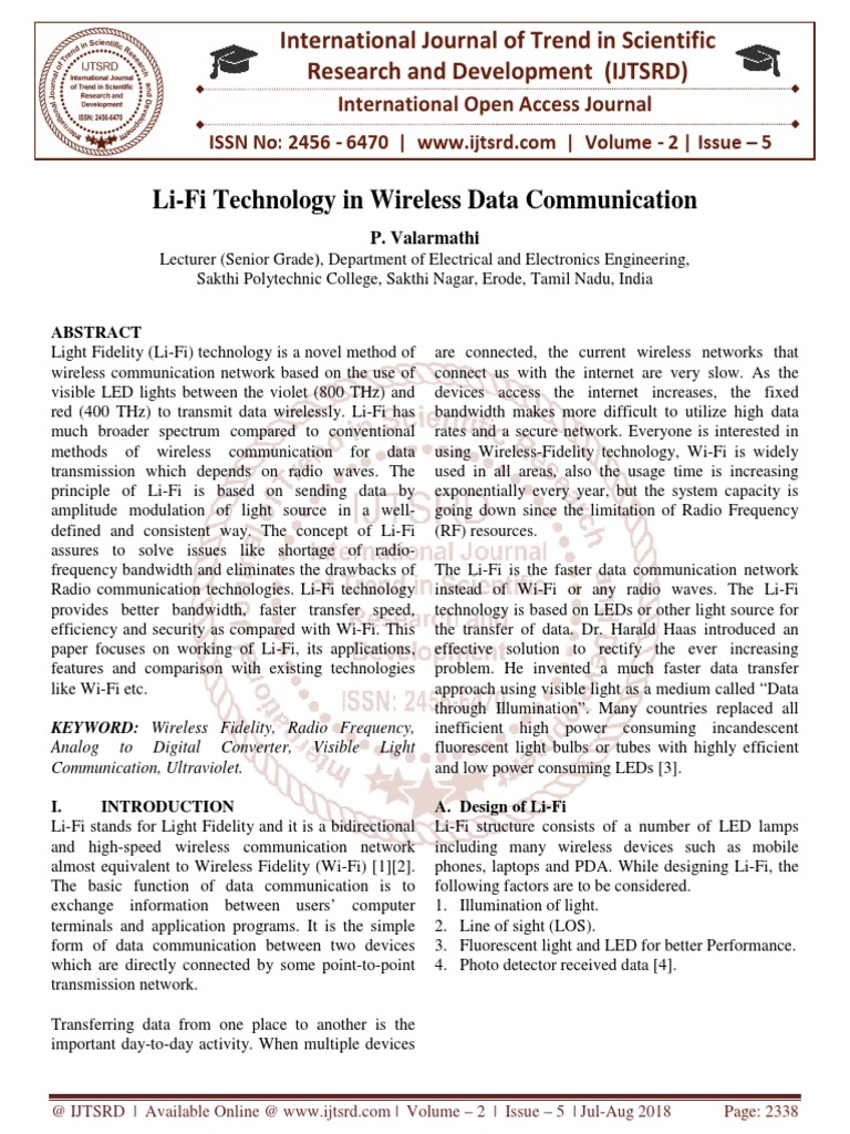Li-Fi Technology in Wireless Data Communication | PDF | Modulation | Radio