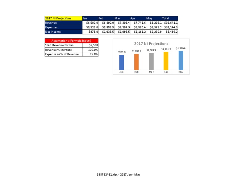 2017 NI Projections: Jan Feb Mar Apr May Total Revenue Expenses Net ...