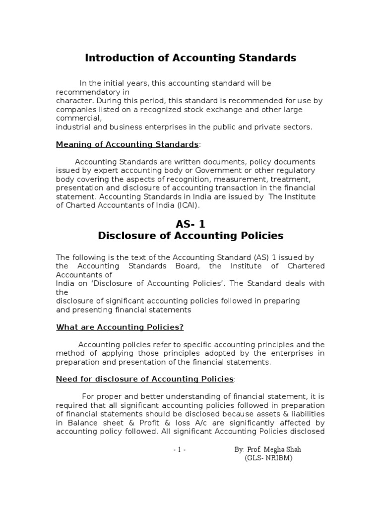 Overview of Accounting Standards | PDF | Depreciation | Historical Cost