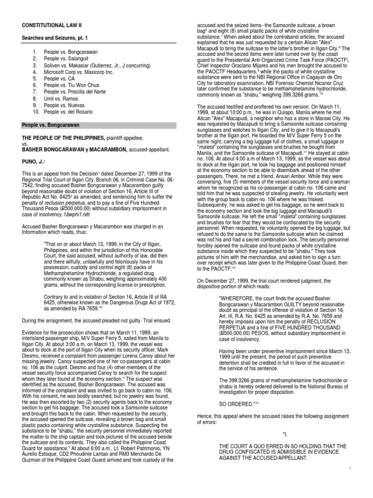 Constitutional Law Ii Searches and Seizures, Pt. 1 | PDF | Search And ...
