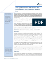 Dental Age Estimation of 6-15 Year Old Indian Children Using Demirjian Method