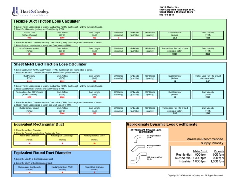 Flexible Duct Friction Loss Calculator PDF Duct (Flow) Mechanical