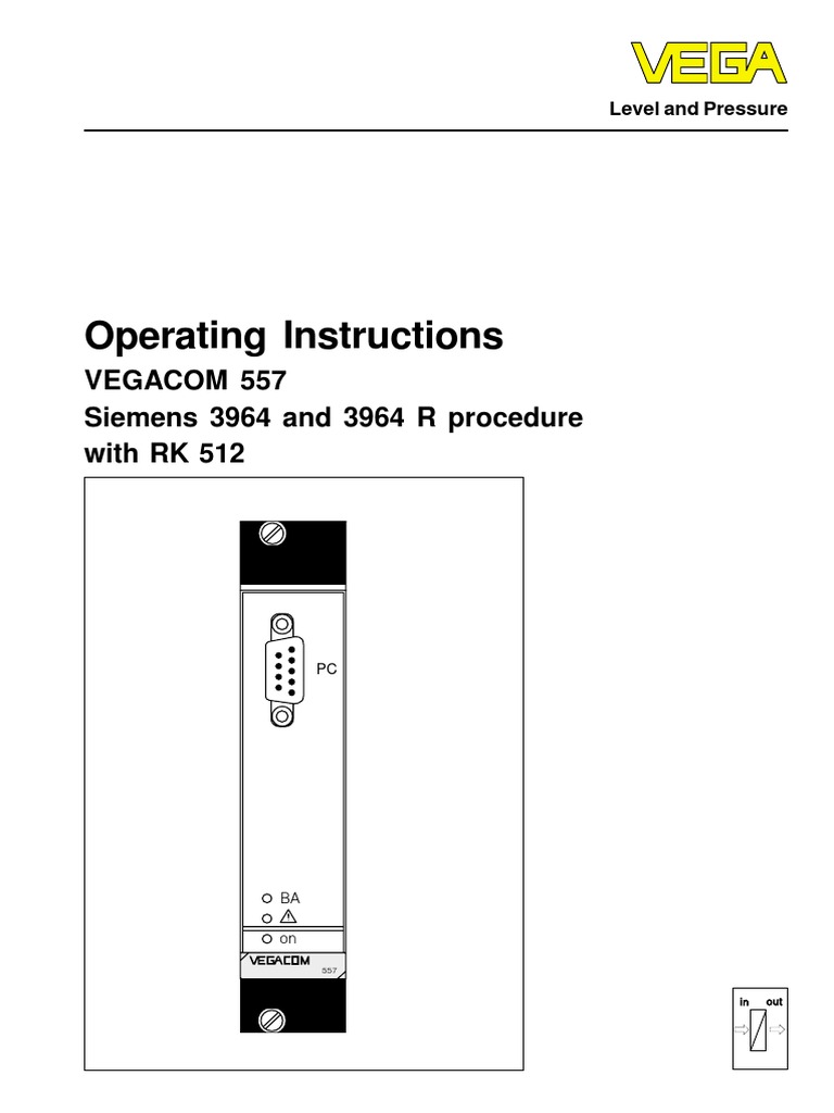 Operating Instructions: Vegacom 557 Siemens 3964 and 3964 R Procedure ...