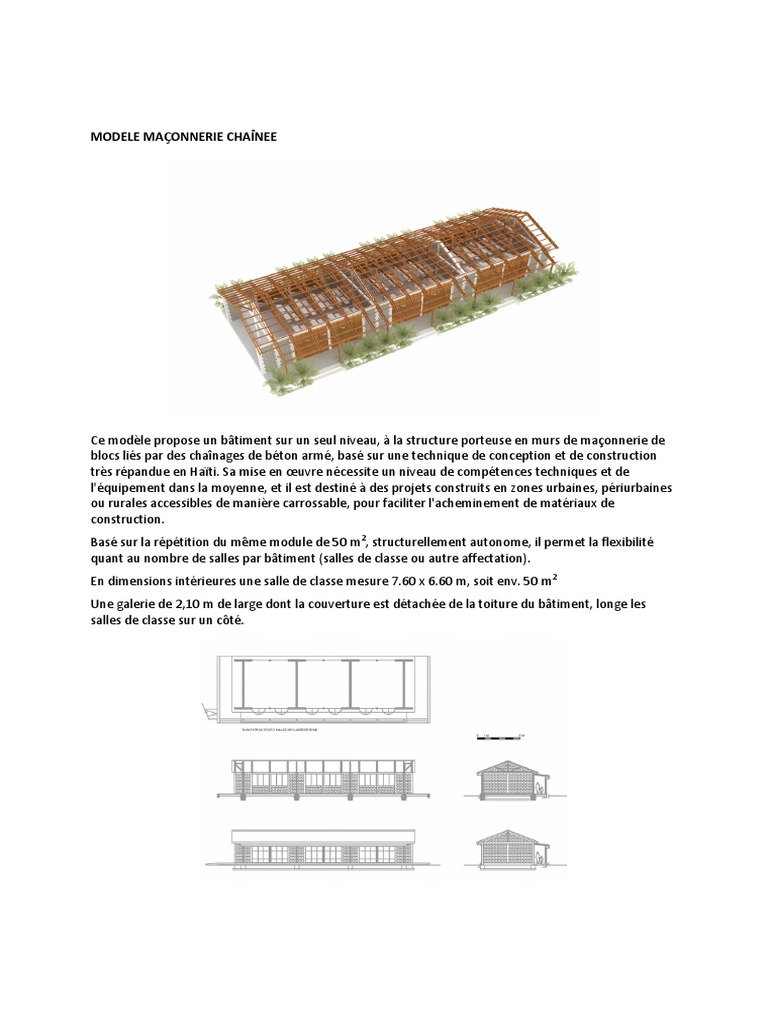 Modèle de Maçonnerie Chaînée Scolaire | PDF | Béton armé | Fondation ...