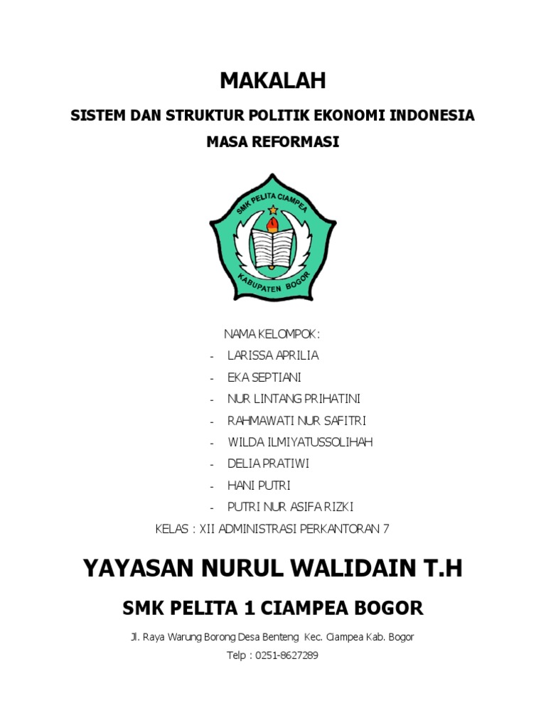 Makalah Tentang Sistem Dan Struktur Politik Ekonomi