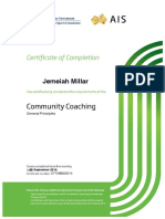 Certificate For Jemeiah Millar in Community Coaching General Principles