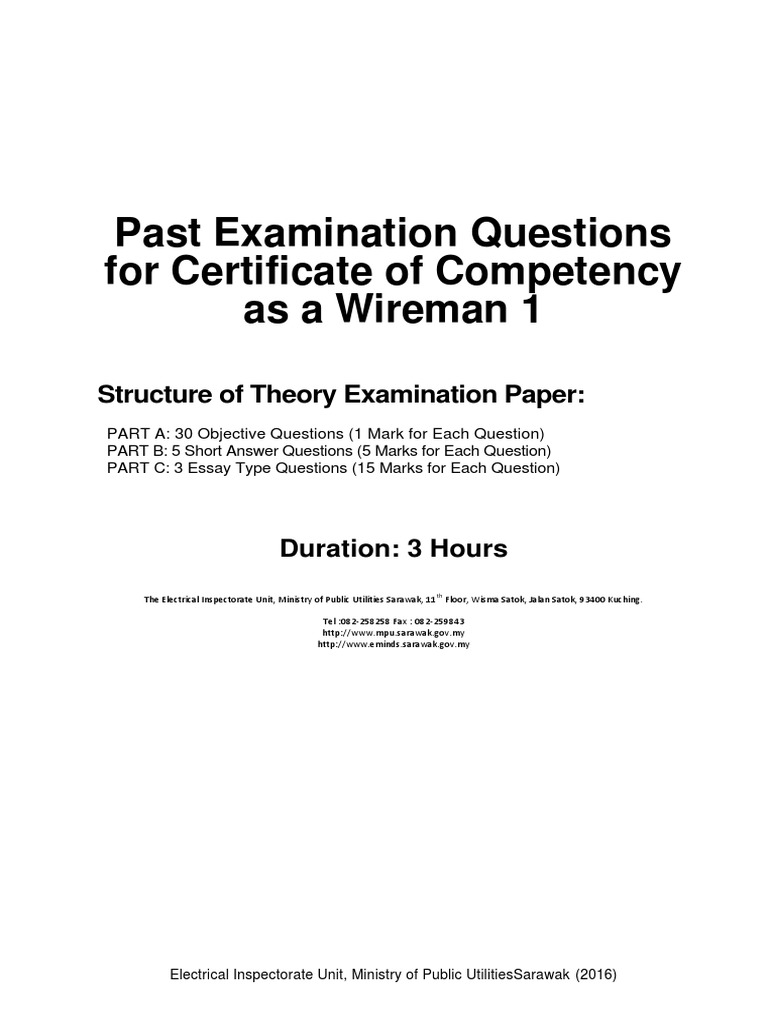 Wireman Exam Past Questions & Structure | PDF | Electrical Wiring ...