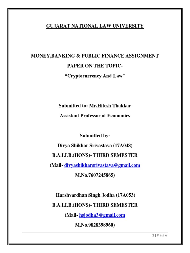 Crypto and Law Final | PDF | Cryptocurrency | Bitcoin