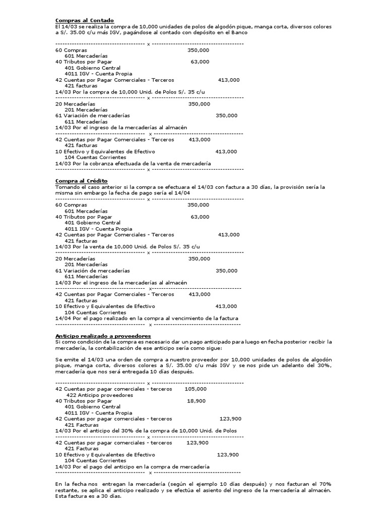 Asientos Contables de Compras y Ventas | PDF | Factura | Bienes