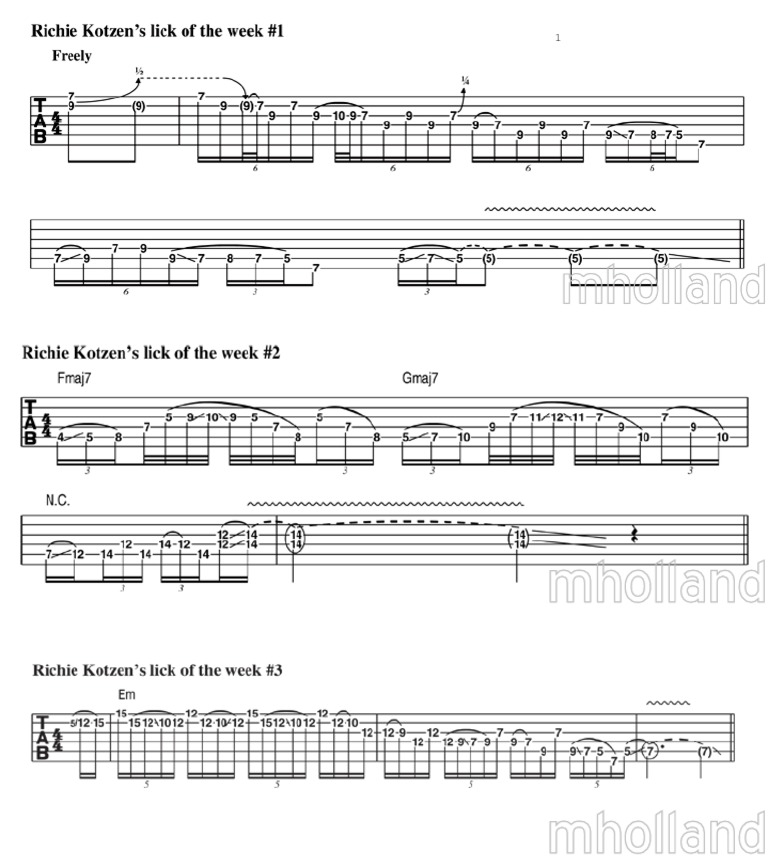 Richie Kotzen Licks and Tabs Guide | PDF | String Instruments