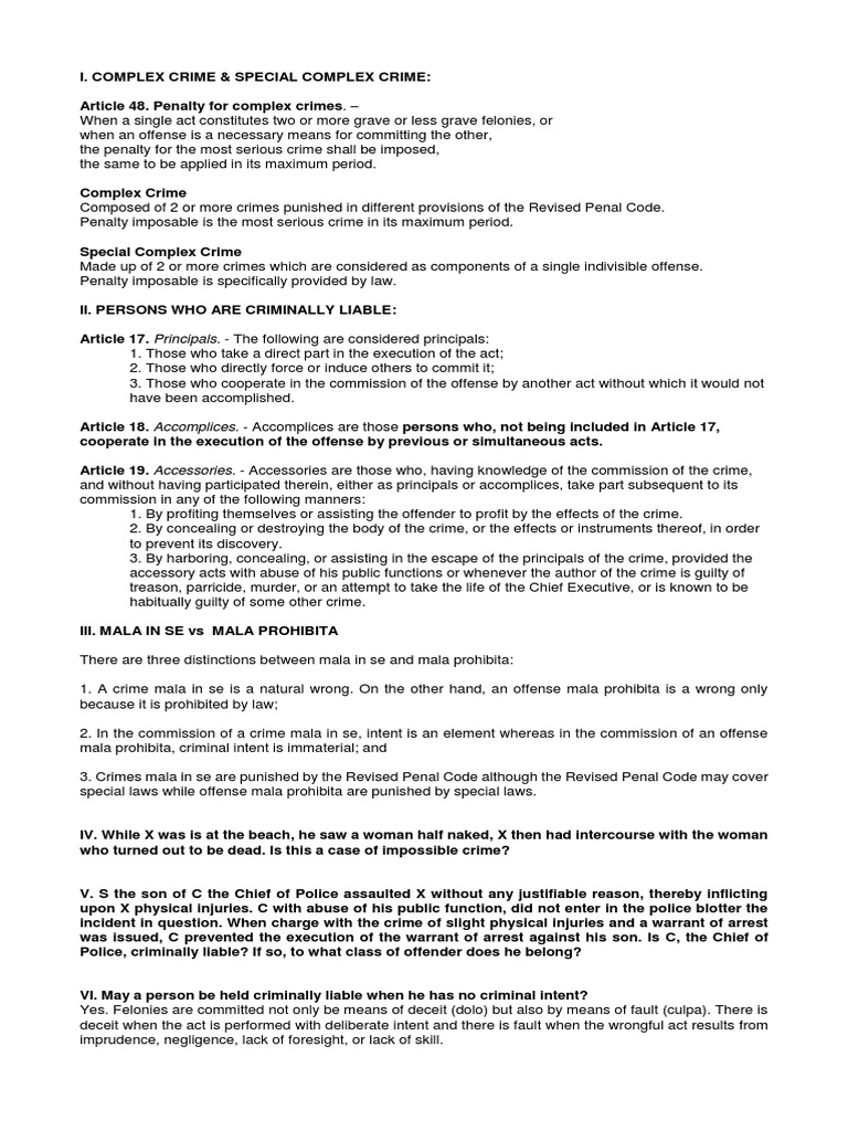 Understanding Complex Crimes and Liability | PDF | Crime & Violence ...