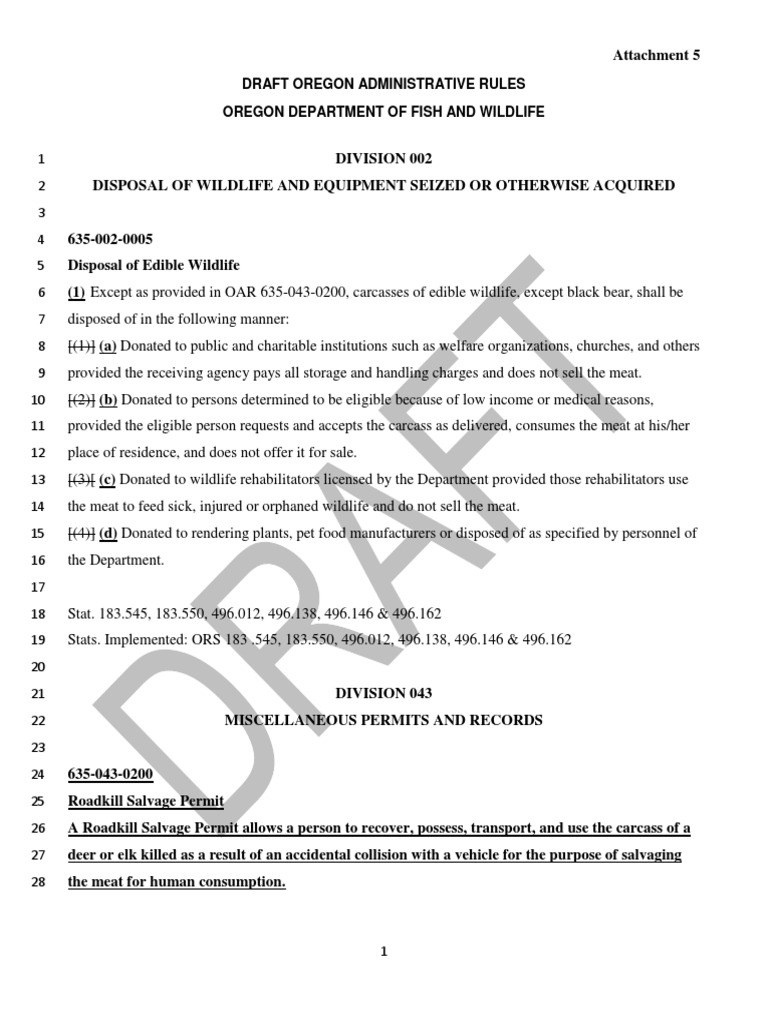 Draft Oregon Administrative Rules | Deer | Elk