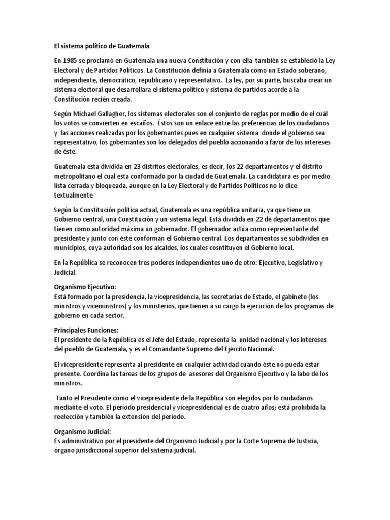 Estructura del Sistema Político en Guatemala | PDF | Esfera pública ...