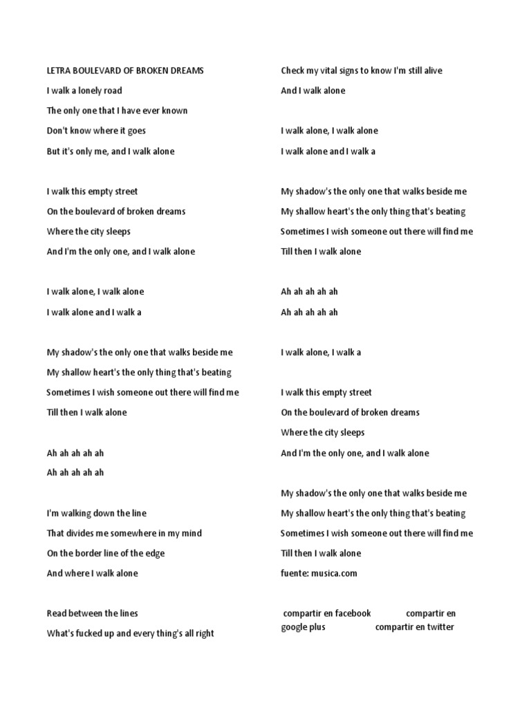 lagu boulevard of broken dreams