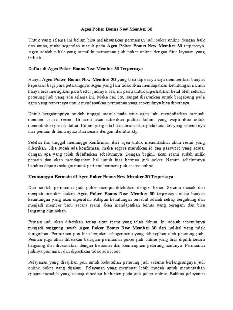 Situs Judi Poker Bonus New Member