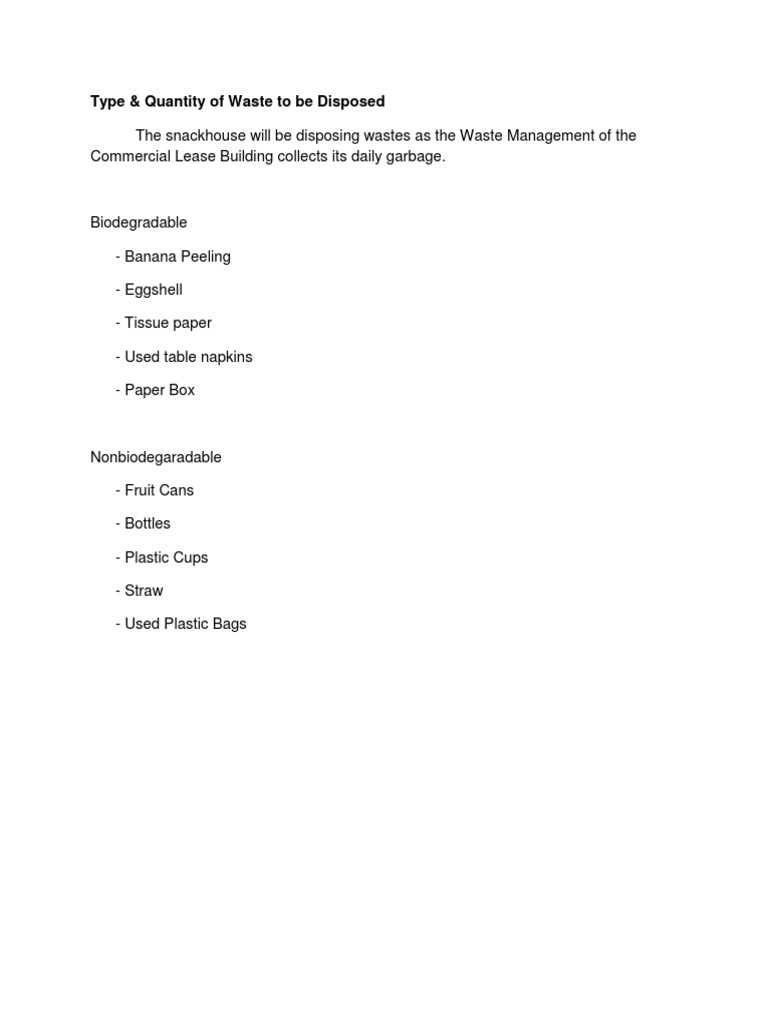 Snackhouse Waste Disposal Guide | PDF