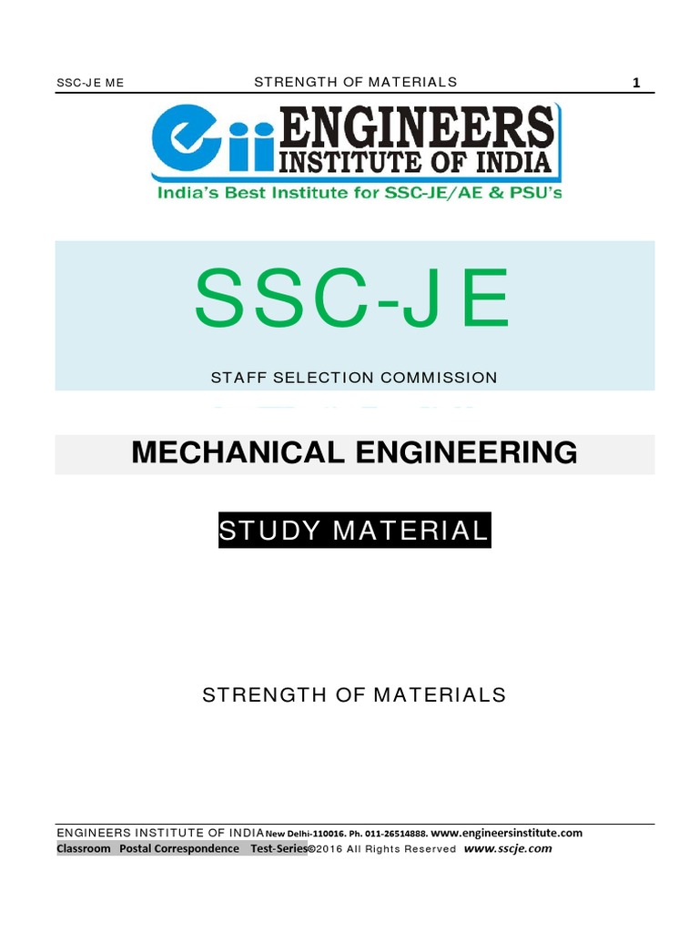 SSC JE Mechanical Strength of Materials | PDF | Deformation ...