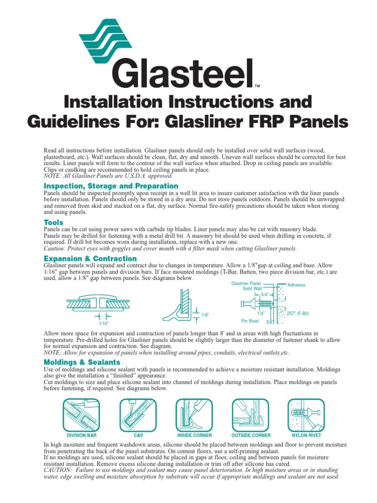 FRP Panels Installation Guide PDF Rivet Drywall