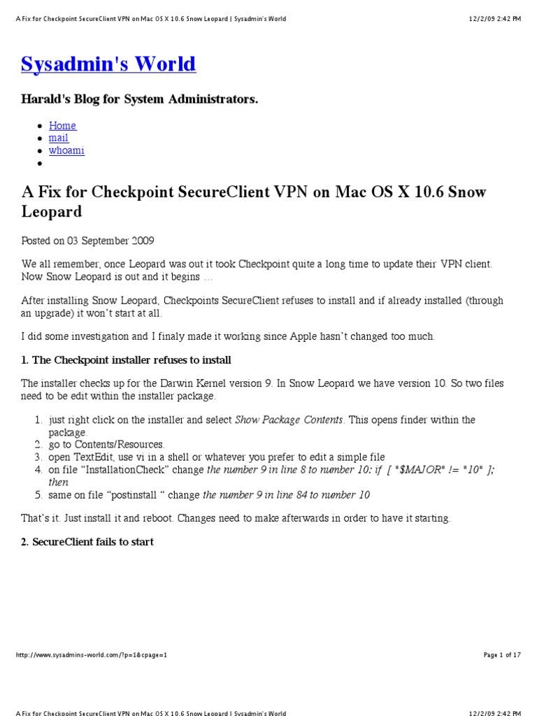 Checkpoint For Mac Os X Checkpoint For Mac Os X