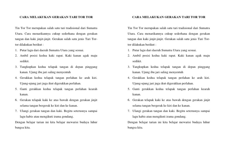 Cara Melakukan Gerakan Tari Tor Tor