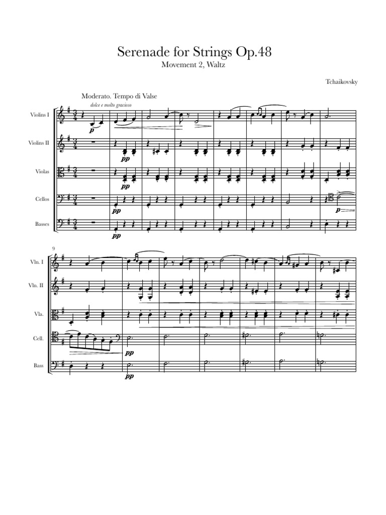 Serenade for Strings Op.48 Movement 2, Waltz Bowed Instruments