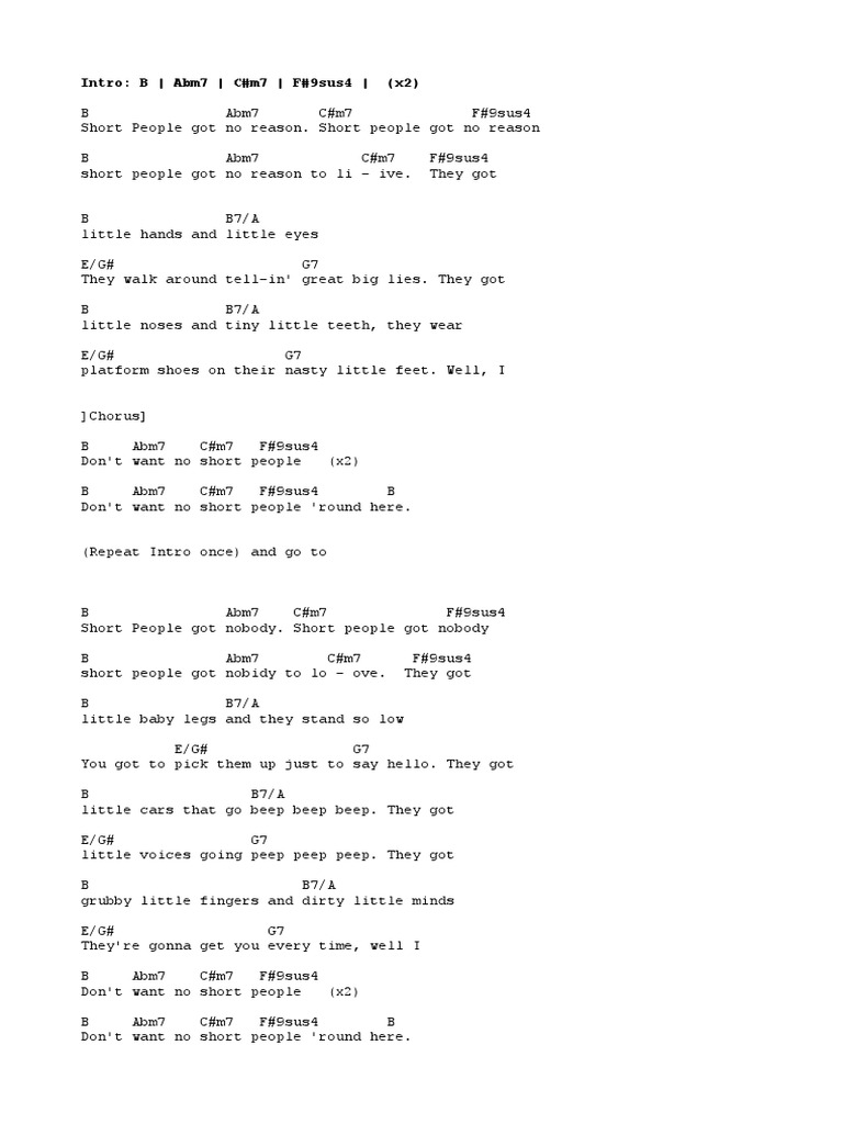 "Short People" - Chords | PDF