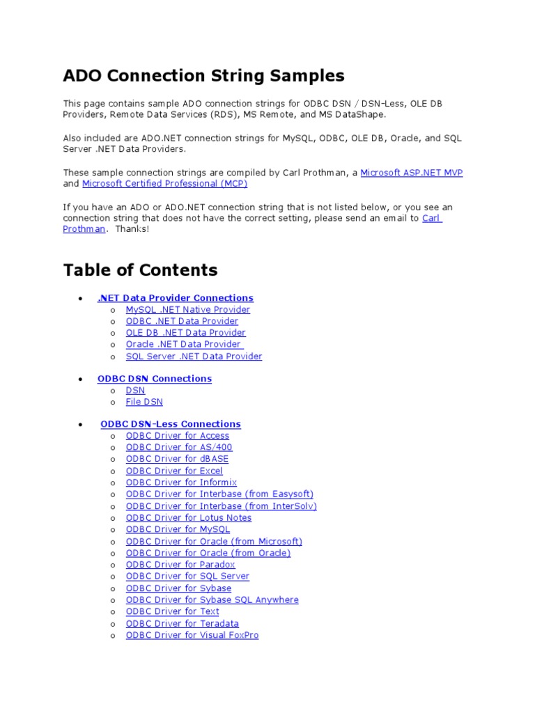 Ado Connection String Access – Connection string syntax – AJJBS