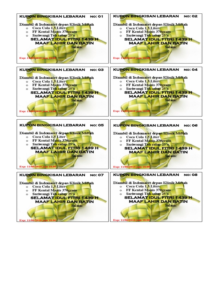 Kupon Bingkisan Lebaran 01 | PDF