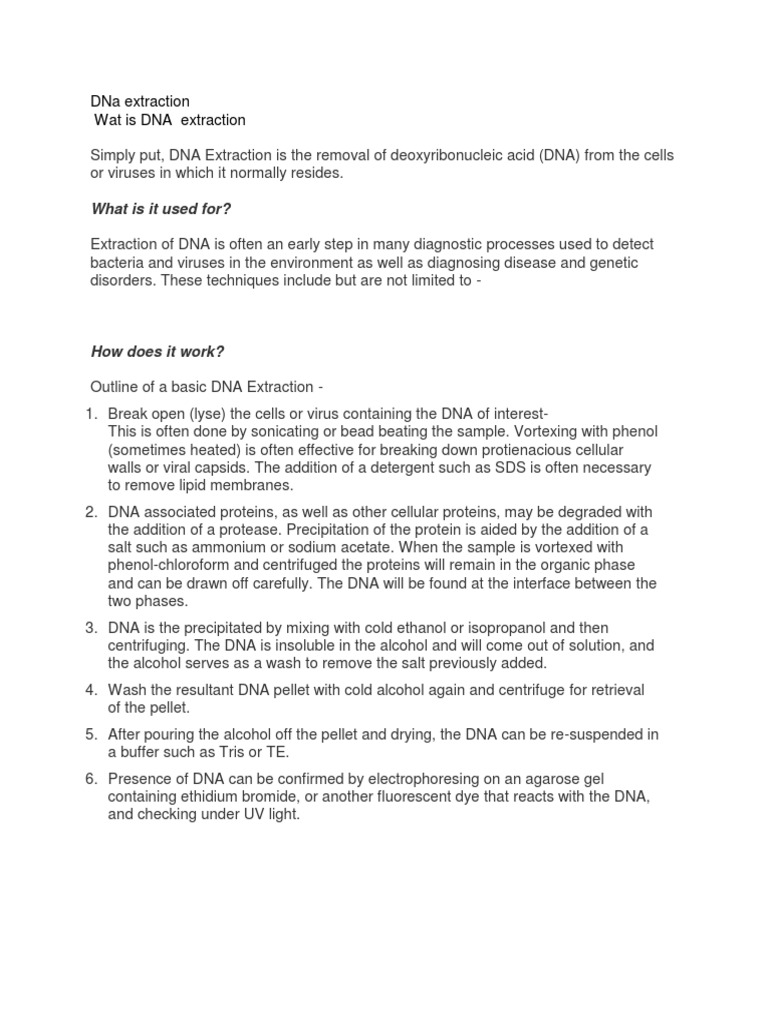DNA Extraction Process Explained | PDF | Wellness | Science & Mathematics