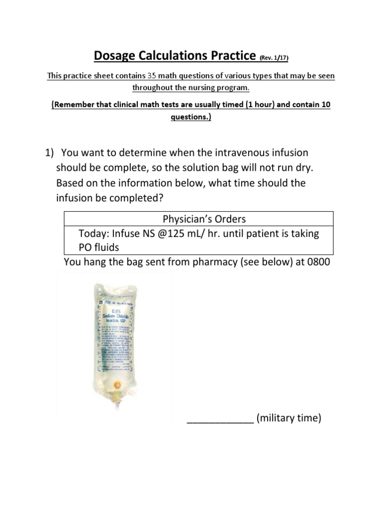 Dosage Calculations | PDF | Intravenous Therapy | Dose (Biochemistry)