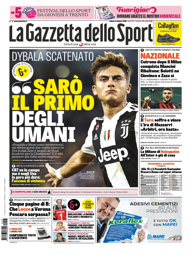 La prima pagina della Gazzetta dello Sport del 16/05/2023