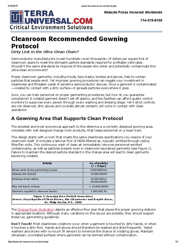 Cleanroom Gowning Protocol PDF Clothing Consumer Goods