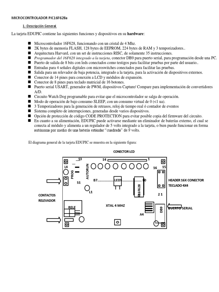 PIC16F628A | PDF | Microcontrolador | Unidad Central de procesamiento