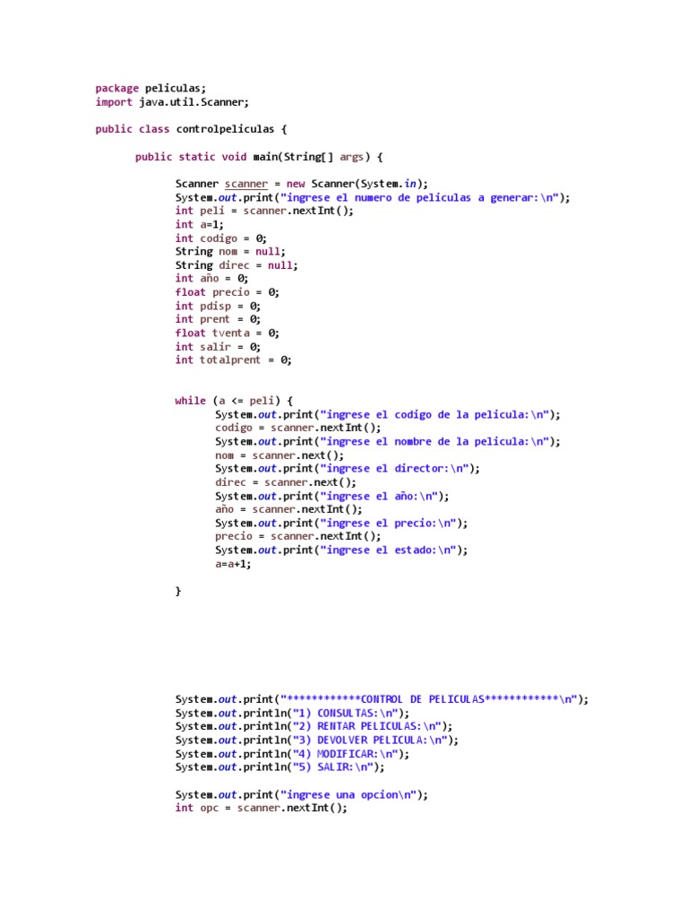 Java Movie Control Program | PDF