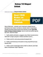 Soal UKK Kelas 10 Mapel Akidah Akhlak - WARTA MADRASAH PDF