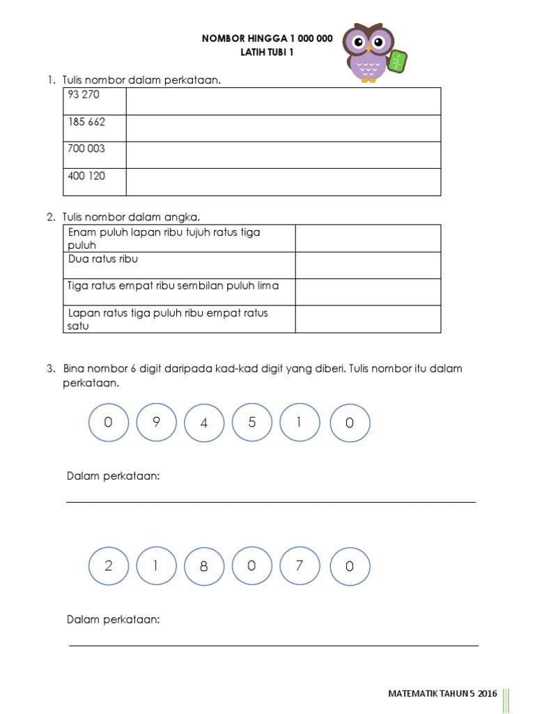 Latih Tubi 1 Nombor Hingga 1 000 000 Pdf