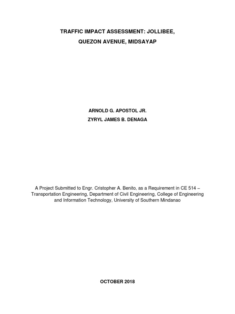 Traffic Impact Assessment PDF | PDF | Transport | Road Transport