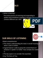 What Is Listening? The Active Process of Receiving and Responding To Spoken (And Sometimes Unspoken) Messages. It Contains Different Sub-Skills