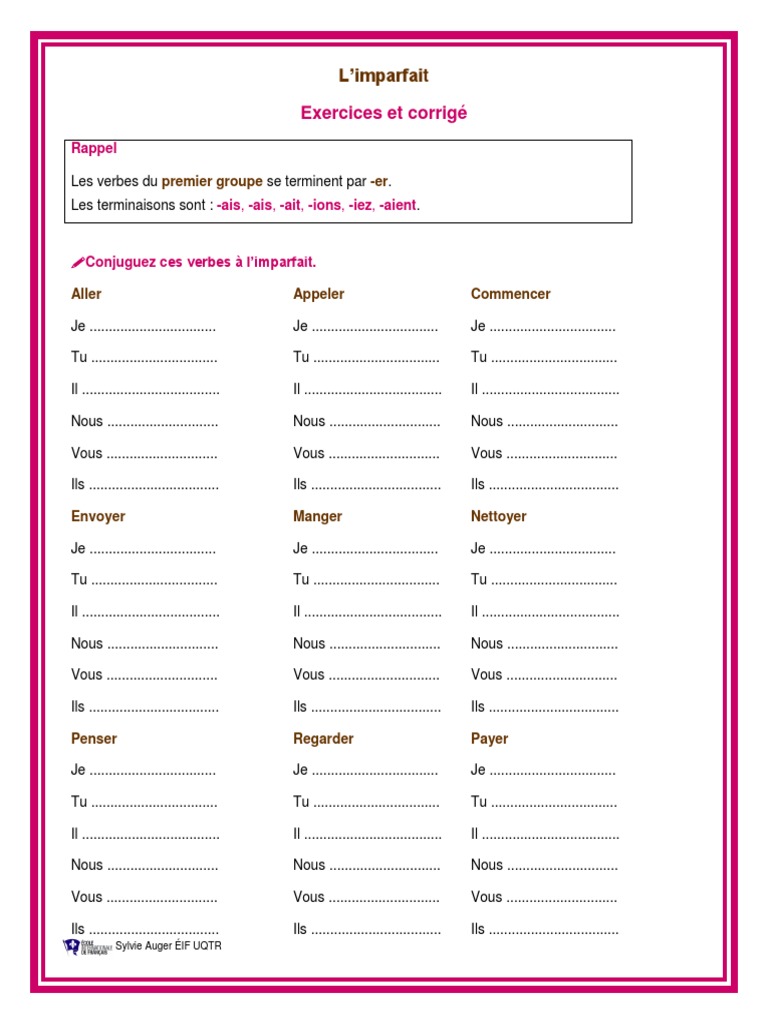 Les Groupes De Verbes Exercices Corrigés Pdf L'imparfait Conjugaison Exercices Et Corrige PDF | PDF | Ouverture (échecs)  | Théorie (échecs)