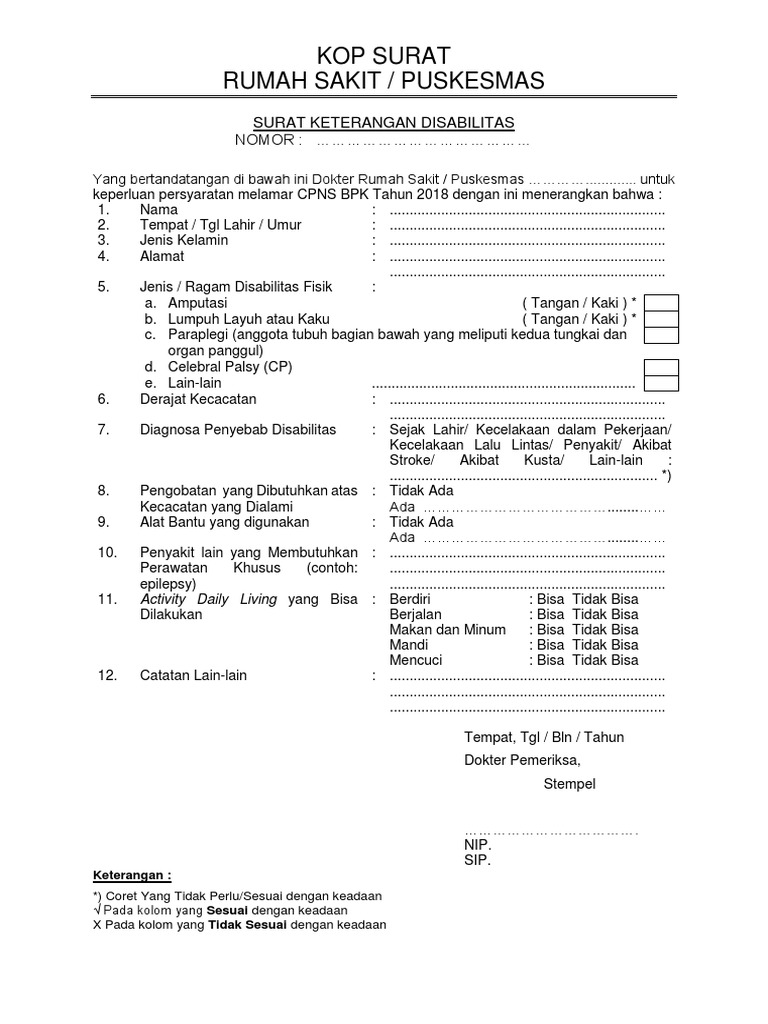 Surat Keterangan Disabilitas