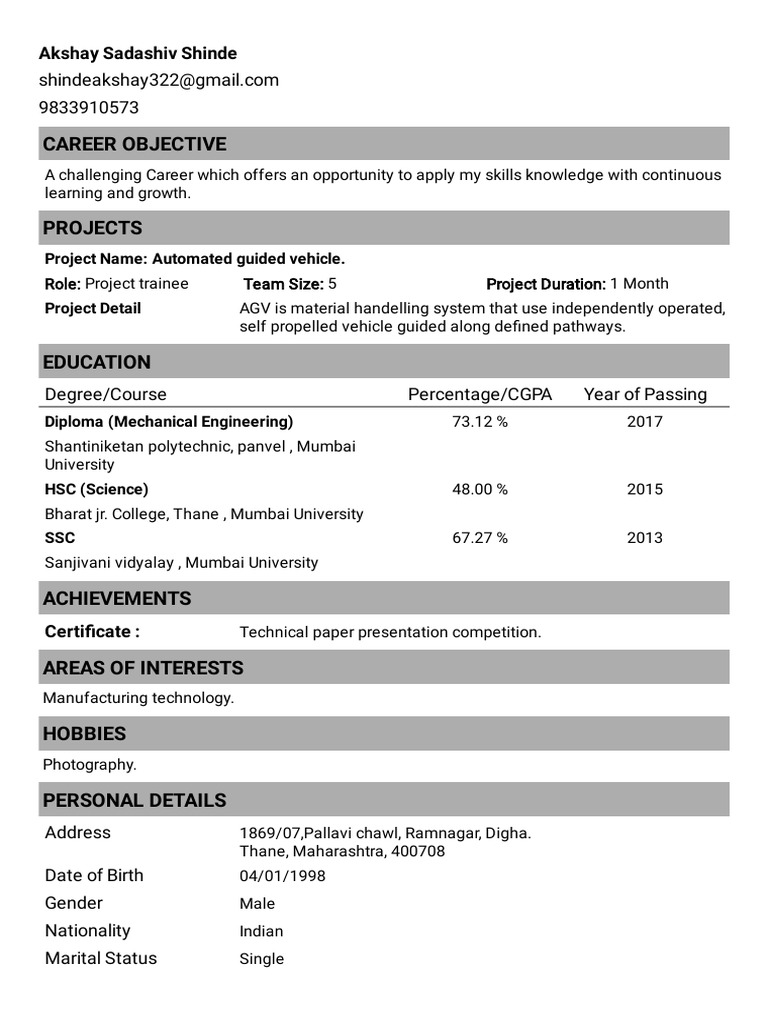 Mechanical Engineering Career Profile | PDF | Career & Growth | Business