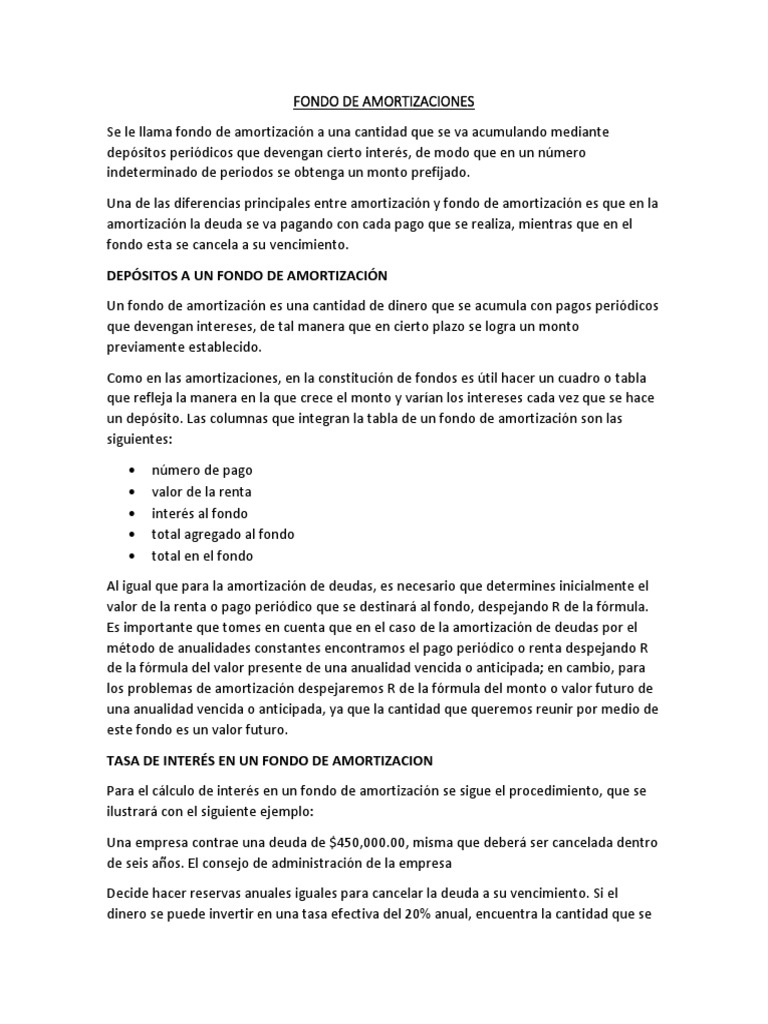Fondo de Amortizaciones | PDF | Amortización (Negocio) | Interés
