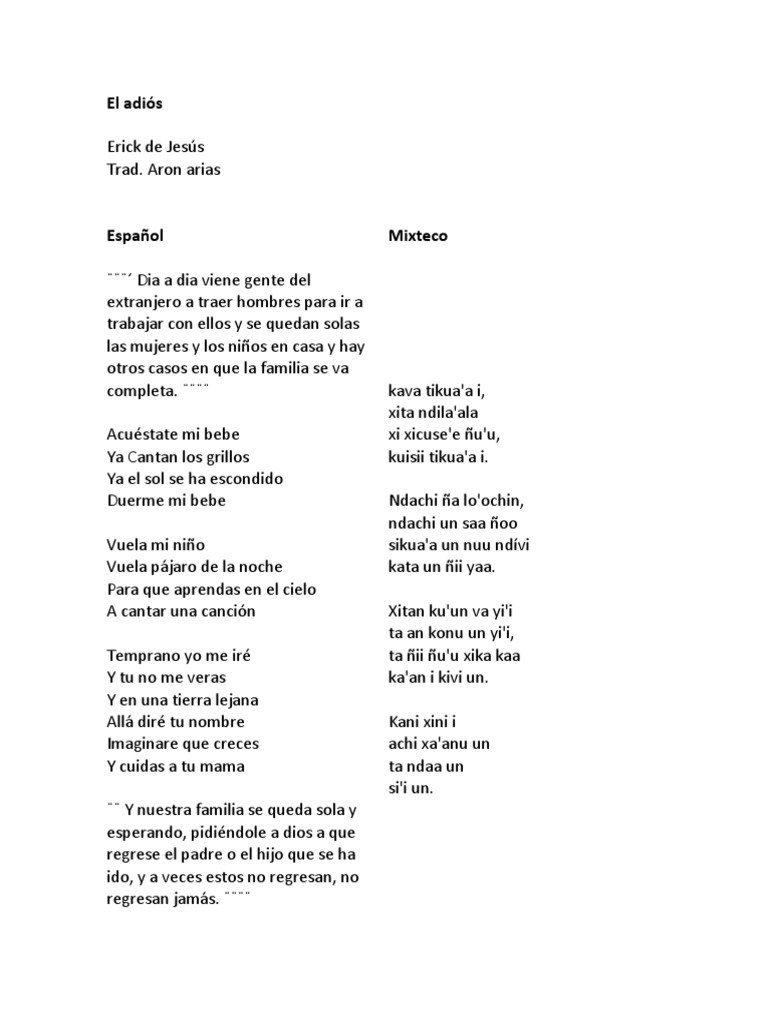 Cancion MIXTECA El Adios PDF