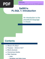 Sa0951a PL/SQL 1: Introduction: An Introduction To The Procedural Language in Oracle