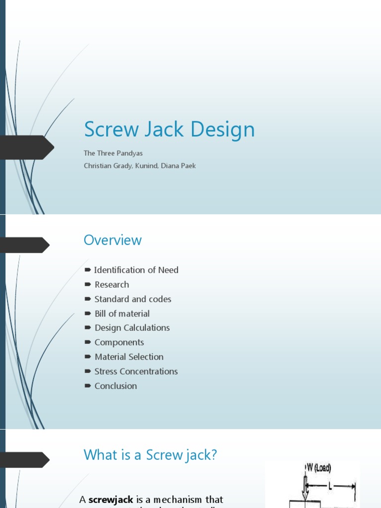 Screw Jack Design and Analysis Guide | PDF | Screw | Machines
