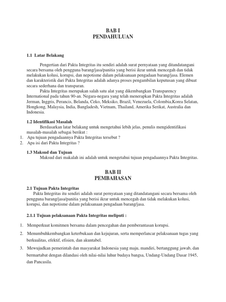 Contoh Makalah Pakta Integritas Docx